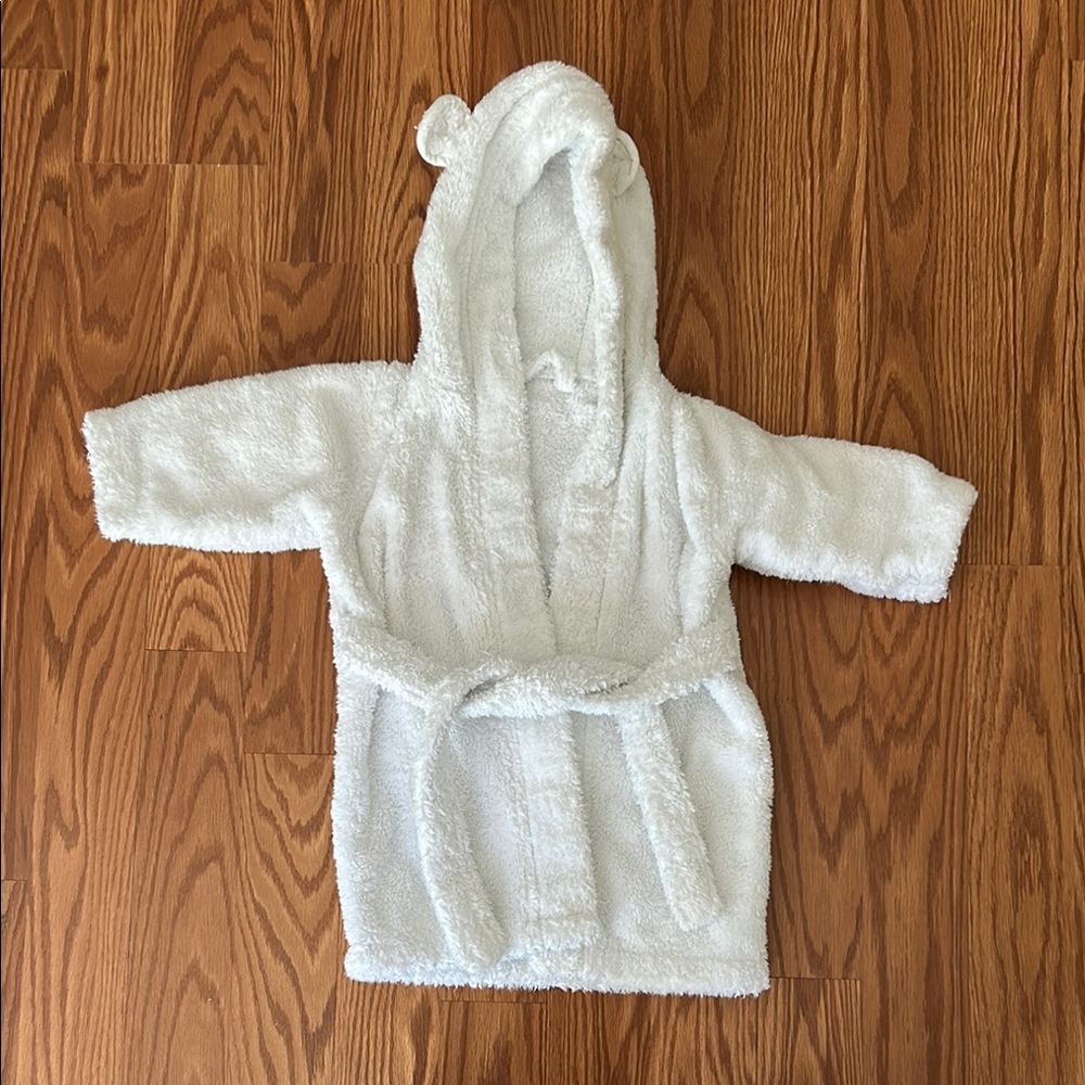 Soft White Kids Robe with Bear Ears